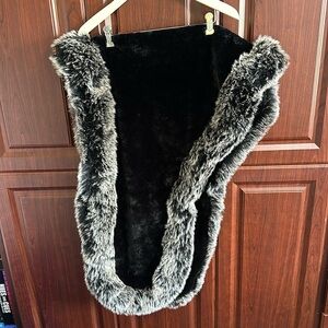 Gorgeous black and grey faux fur wrap.